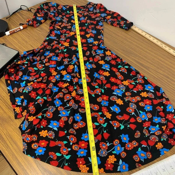 Lula Roe Dress XS Fit & Flare Red Floral H26 - Picture 10 of 10